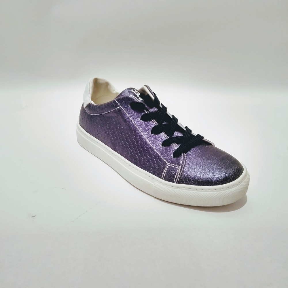 Metallic Leather Low-Top Sneaker